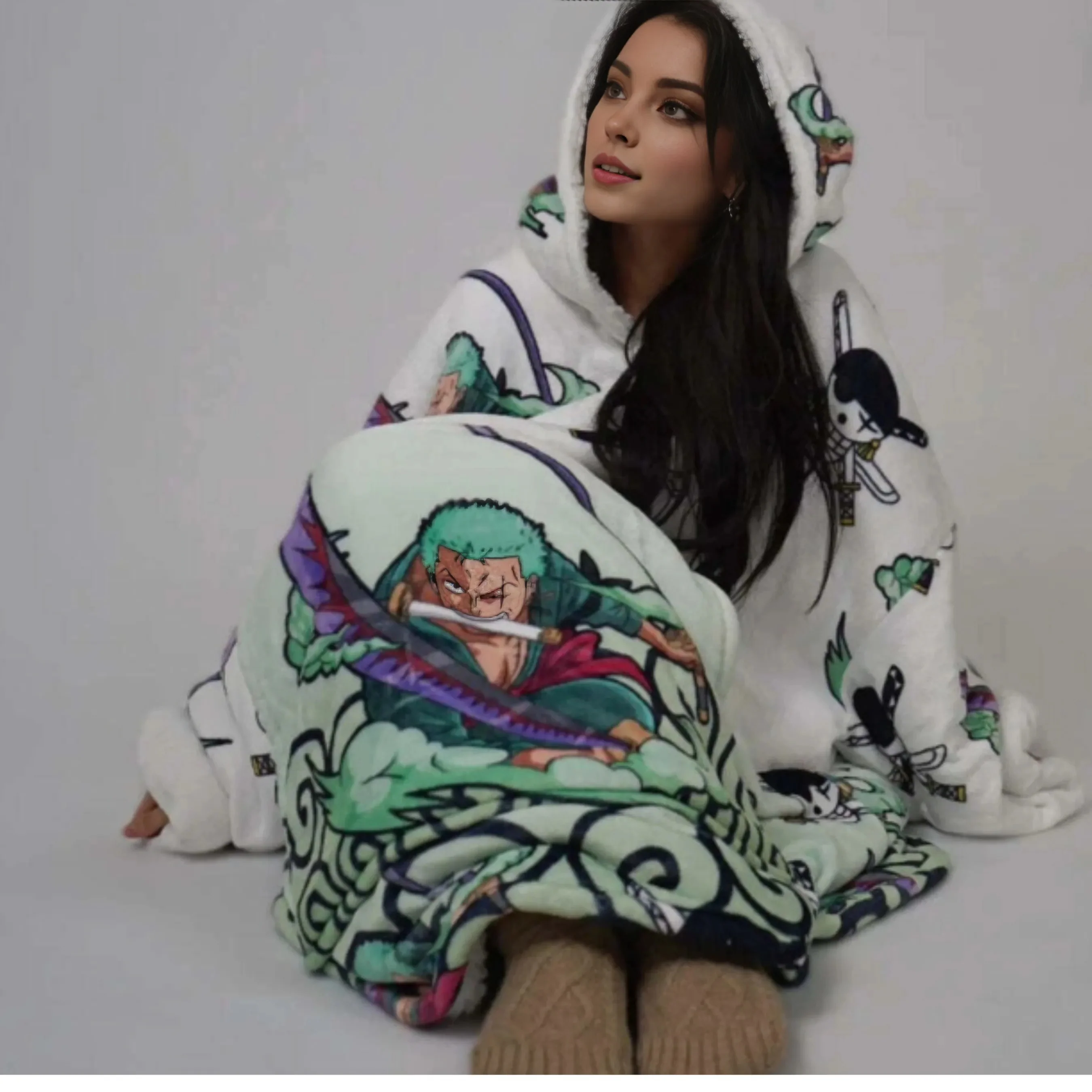 Zoro One Piece Wearable Blanket Hoodie for Kids & Adults | OLM Toys - Image 4