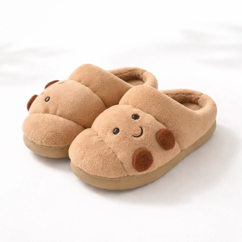 Croissant Face Plush Slippers  Unisex men and women - Image 3