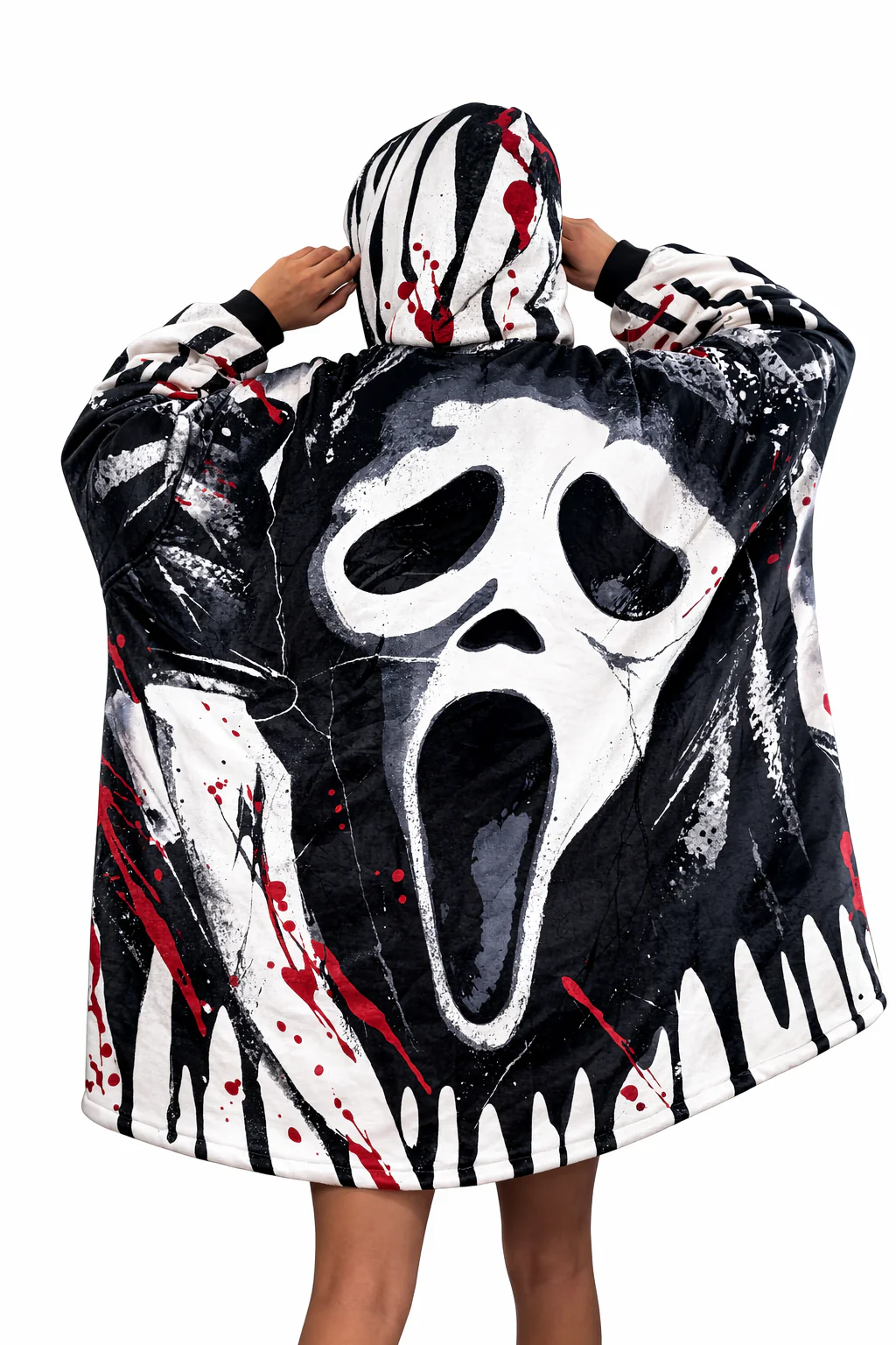 Ghost Face Horror Wearable Blanket Hoodie for Kids & Adults - Image 3