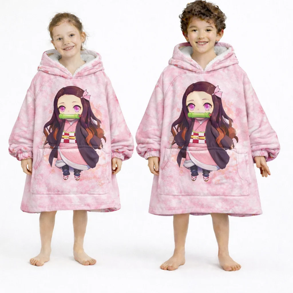 Nezuko Kamado Demon Slayer Wearable Blanket Hoodie for Kids & Adults | OLM Toys - Image 5